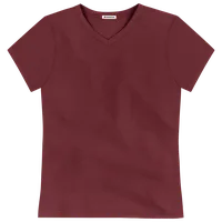 StringKing Women's FlexStyle Short Sleeve V-Neck T-Shirt - Relaxed Fit, Rhubarb, Front