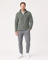 StringKing Men's Polartec Fleece Quarter Zip - Sharp Fit, Avenue Green, Full Front - Human Model - Top of head to Knees