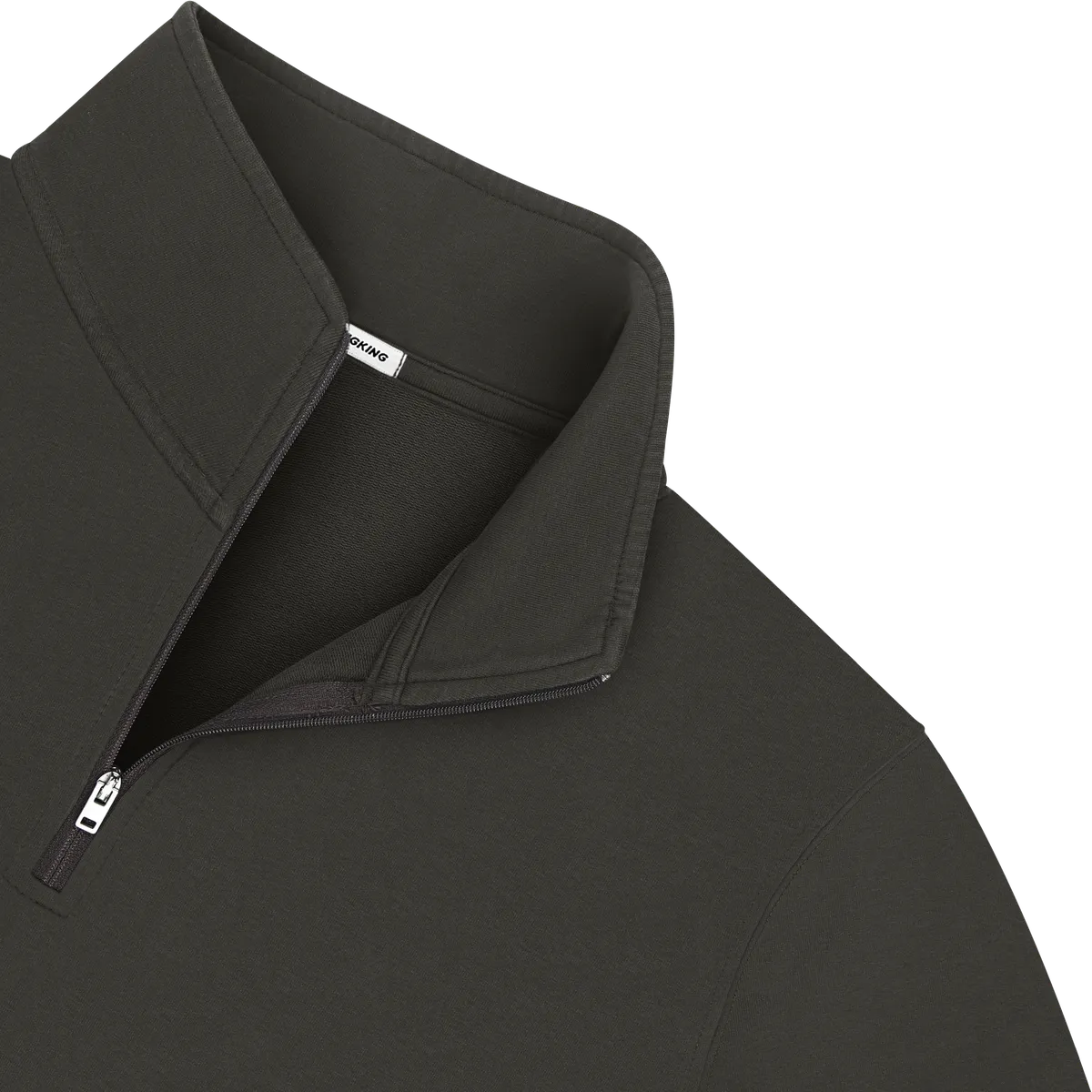 StringKing Men's Pima Terry Quarter Zip - Sharp Fit, Peat, Detail
