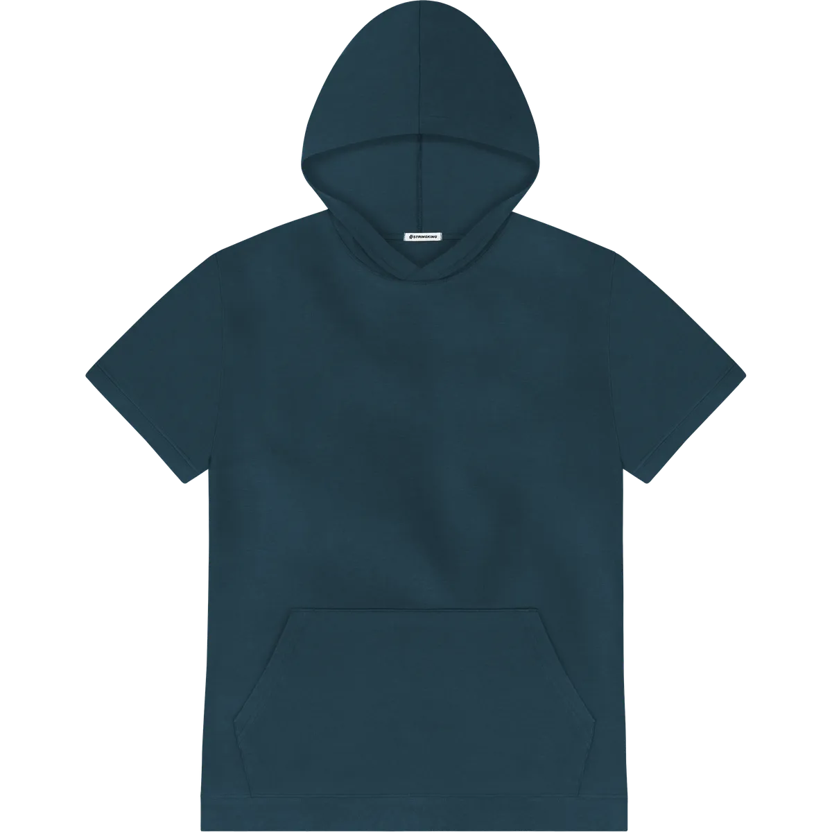 StringKing Men's Pima Terry Short Sleeve Hoodie - Relaxed Fit, Navy, Front