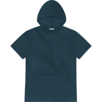 StringKing Men's Pima Terry Short Sleeve Hoodie - Relaxed Fit, Navy, Front