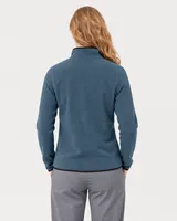 StringKing Women's Polartec Fleece Quarter Zip - Sharp Fit, Indian Teal, Full Back - Human Model - Top of head to Mid-thigh