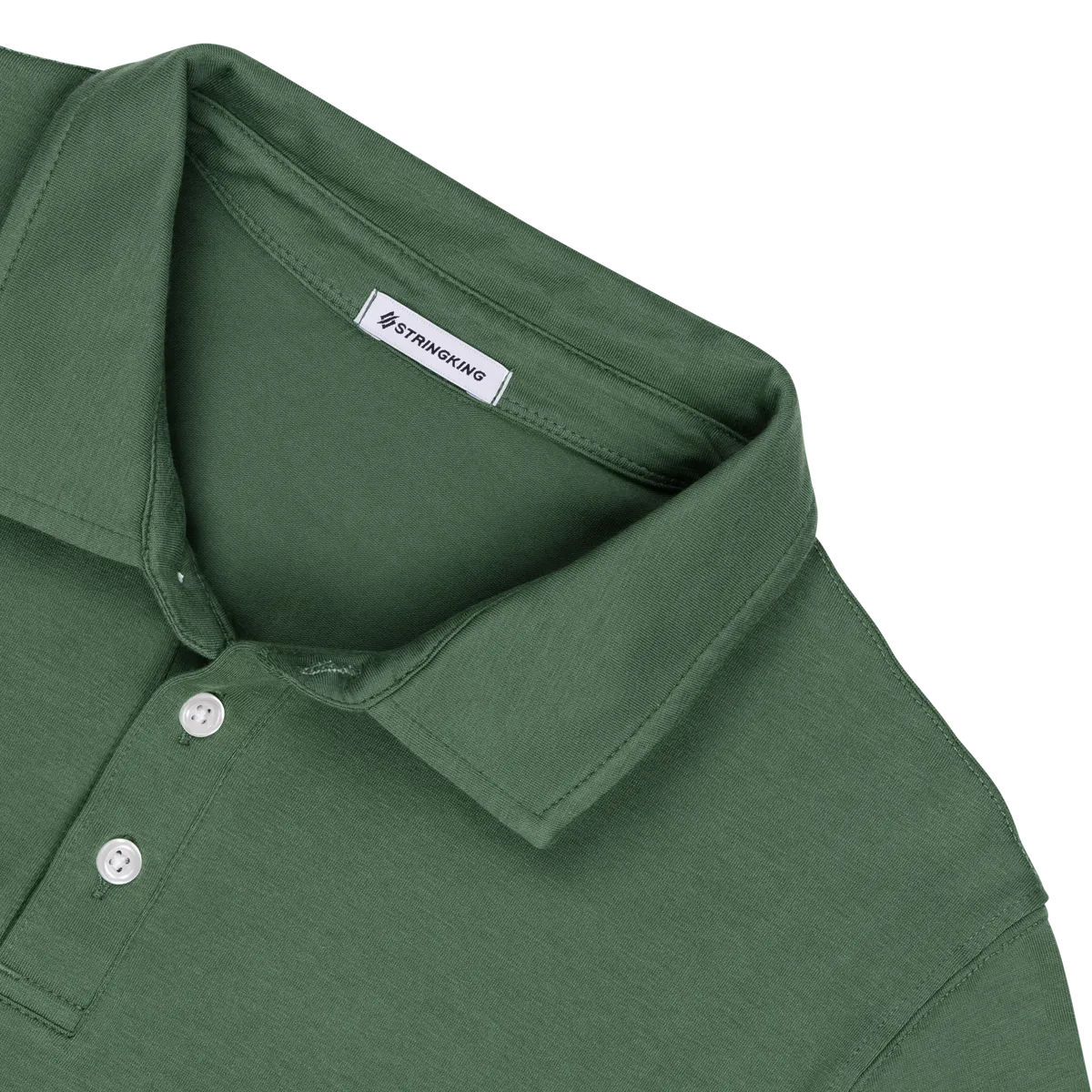 StringKing Men's Pima Cotton Long Sleeve Polo - Sharp Fit, Green, Detail