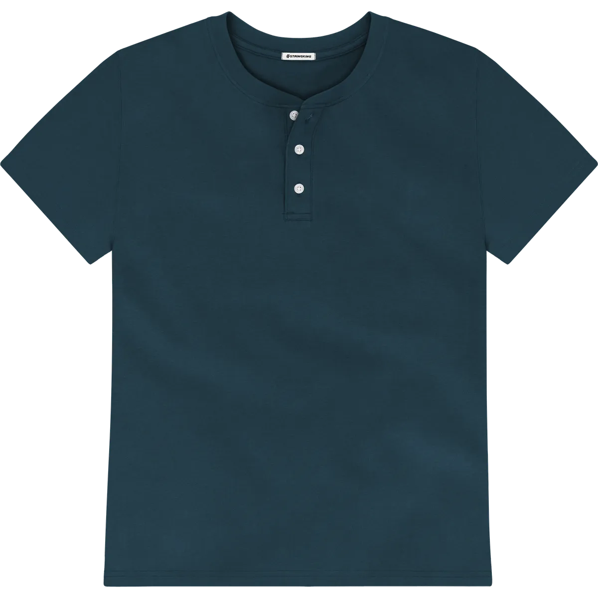 StringKing Men's Pima Jersey Short Sleeve Henley - Relaxed Fit, Navy, Front