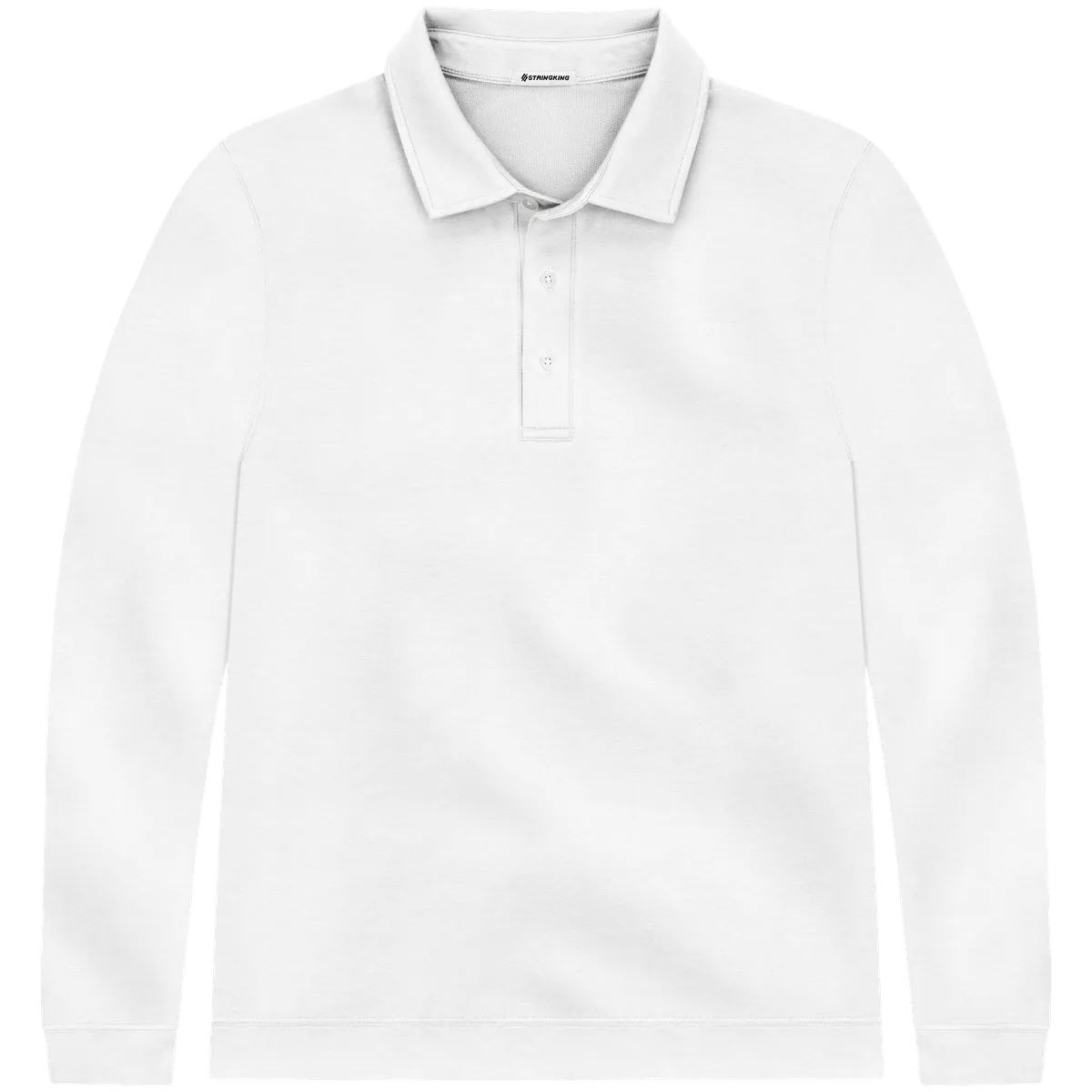 StringKing Men's Pima Cotton Polo Sweatshirt - Sharp Fit, White, Front