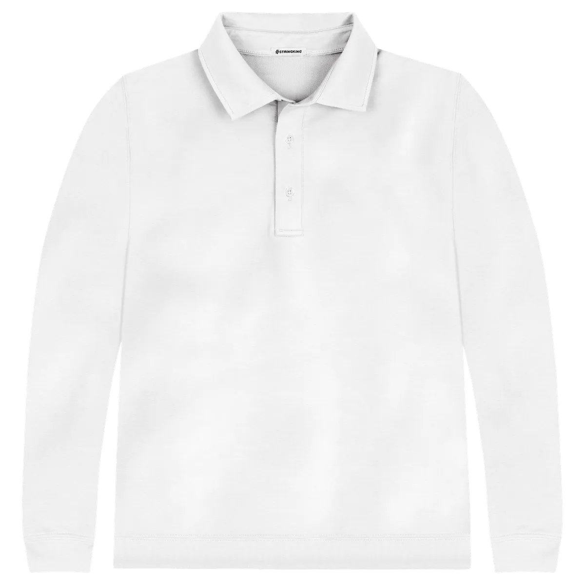 StringKing Men's Pima Cotton Polo Sweatshirt - Relaxed Fit, White, Front