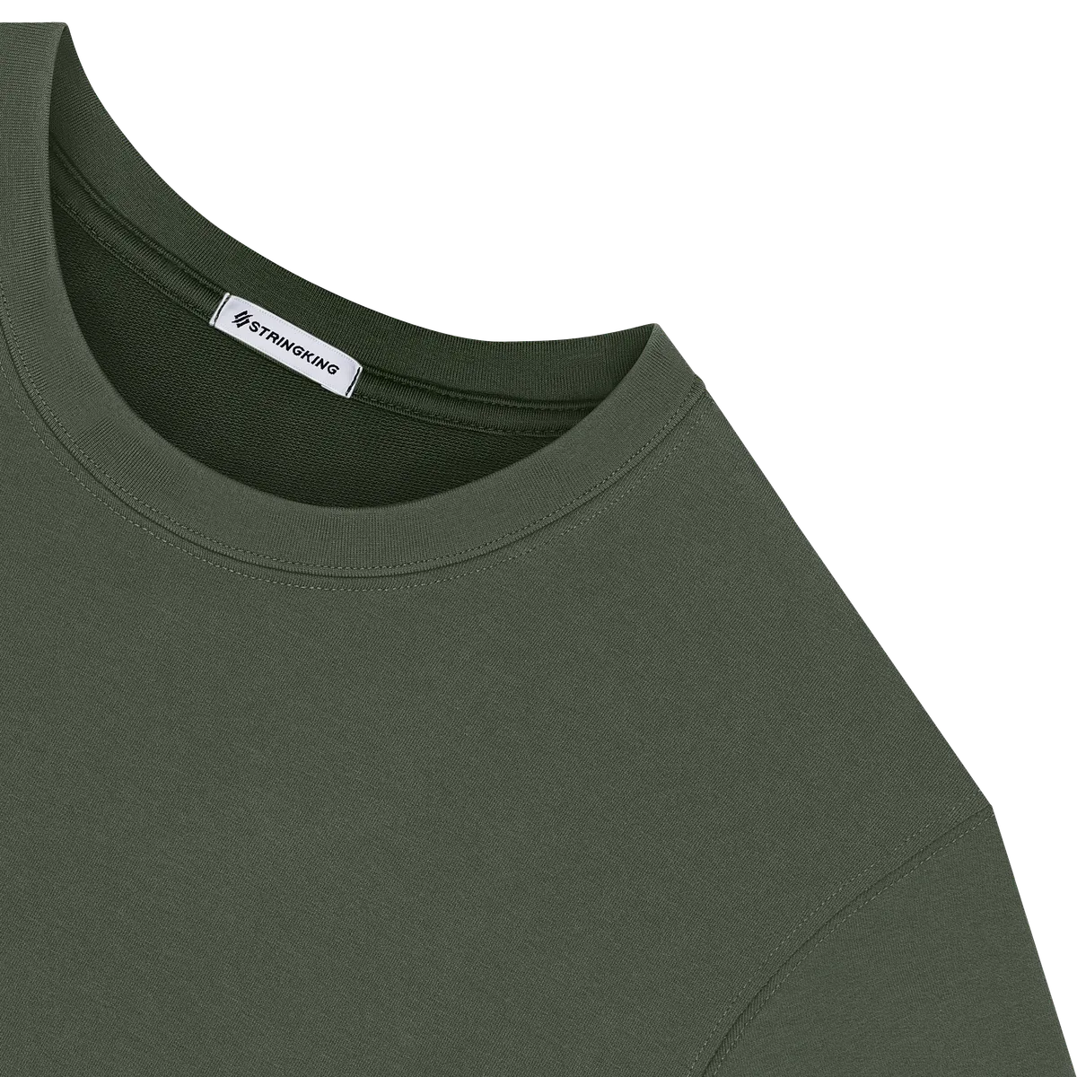 StringKing Men's Pima Cotton Crewneck Sweatshirt with Pocket - Sharp Fit, Moss, Detail