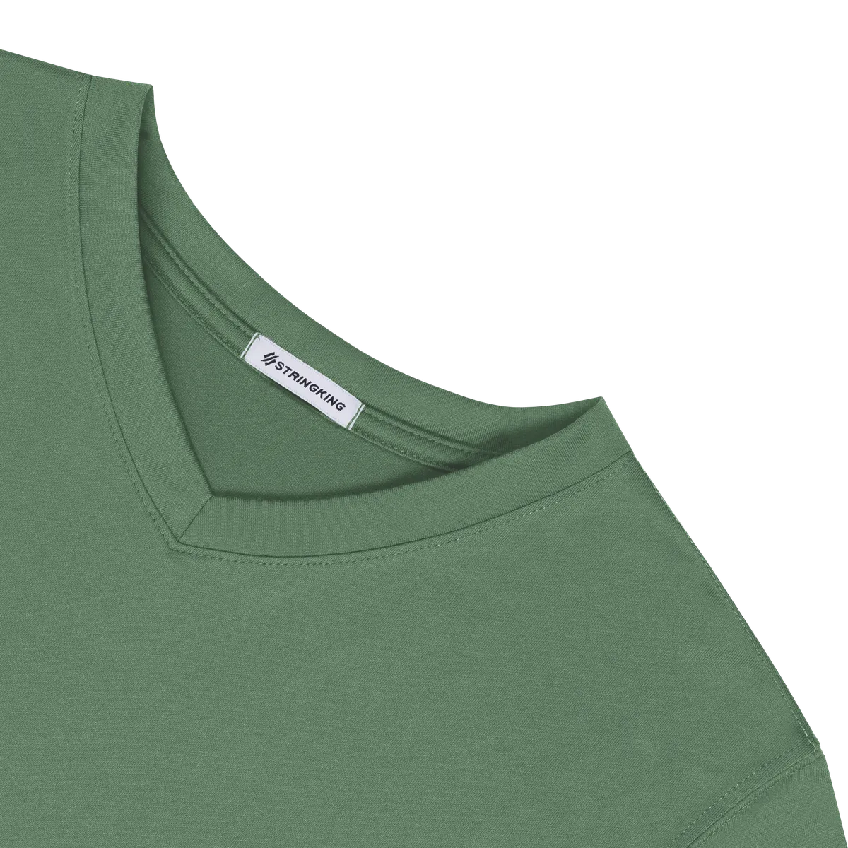 StringKing Men's FlexTech Short Sleeve V-Neck T-Shirt - Relaxed Fit, Green, Detail