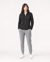 StringKing Women's Polartec Fleece Quarter Zip - Sharp Fit, Meteorite, Full Front - Human Model - Top of head to Knees