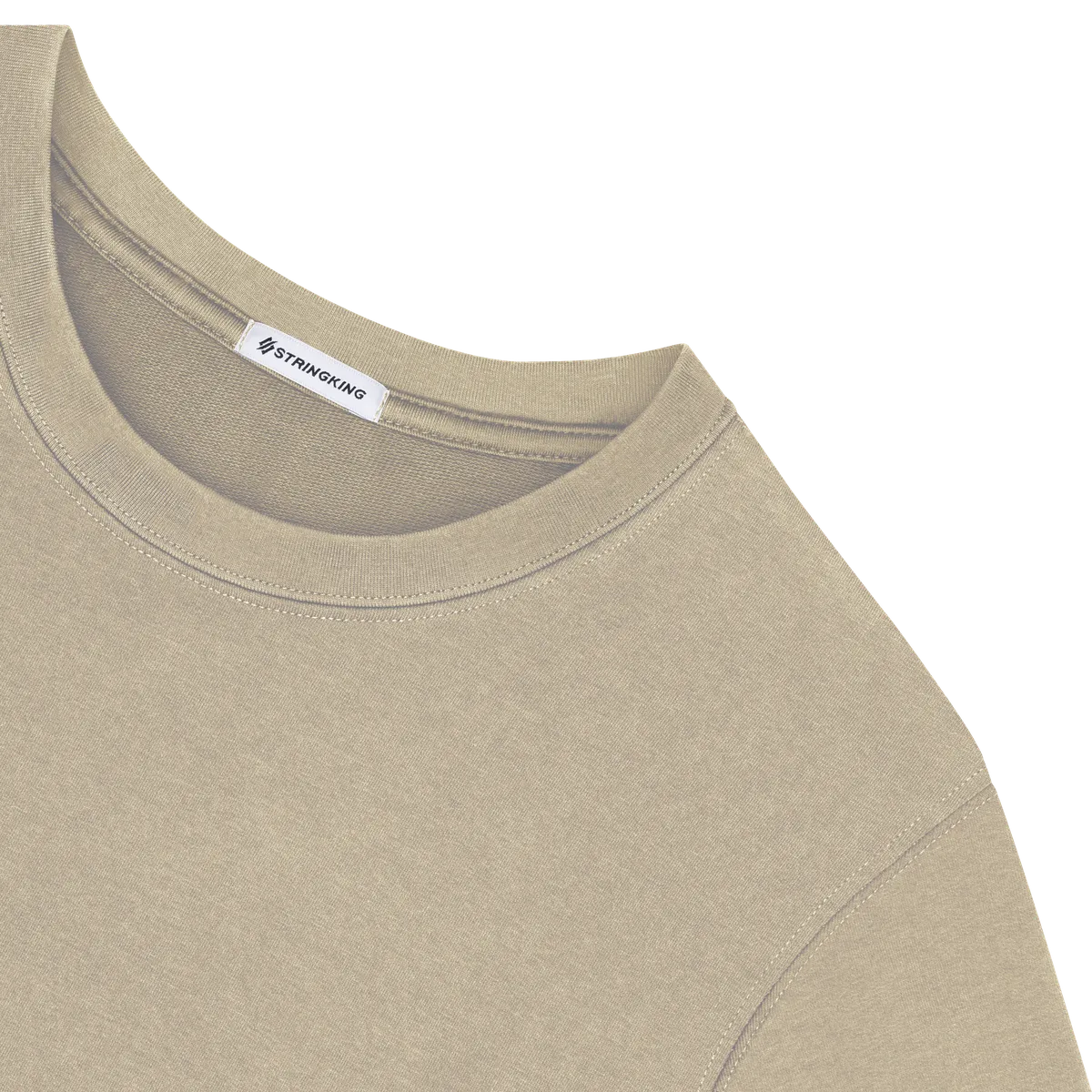 StringKing Women's Heavy Pima Cotton T-Shirt - Relaxed Fit, Warm Khaki, Detail