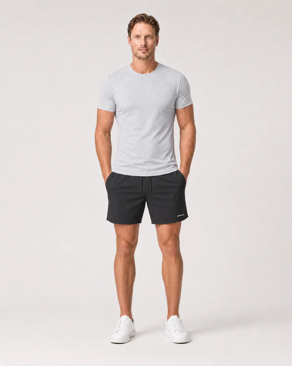 StringKing Men's Velocity Short - Sharp Fit, Black, 7 inch, Full Front - Human Model