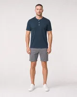 StringKing Men's Pima Jersey Short Sleeve Henley - Sharp Fit, Navy, Full Front - Human Model