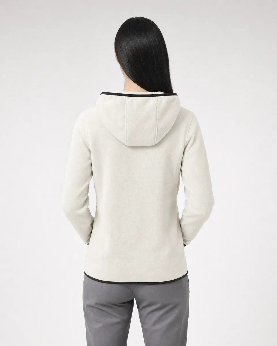 StringKing Women's Polartec Fleece Quarter Zip Hoodie with Pockets - Sharp Fit, Jet Stream, Full Back - Human Model - Top of head to Mid-thigh