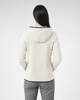 StringKing Women's Polartec Fleece Quarter Zip Hoodie with Pockets - Sharp Fit, Jet Stream, Full Back - Human Model - Top of head to Mid-thigh