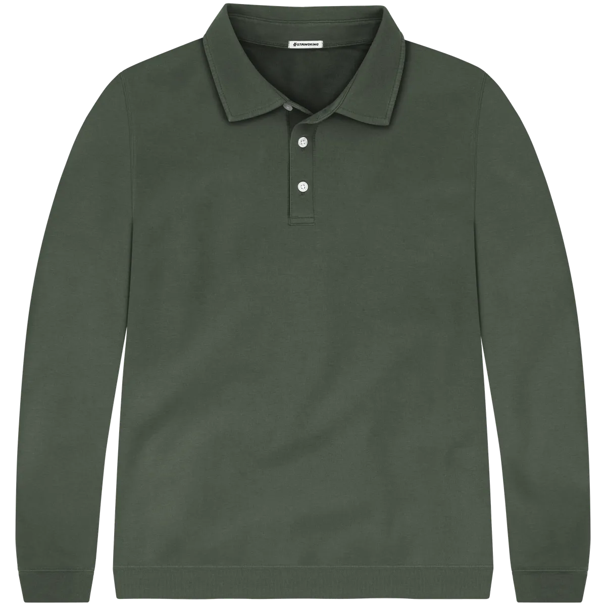 StringKing Men's Pima Terry Long Sleeve Polo - Sharp Fit, Moss, Front