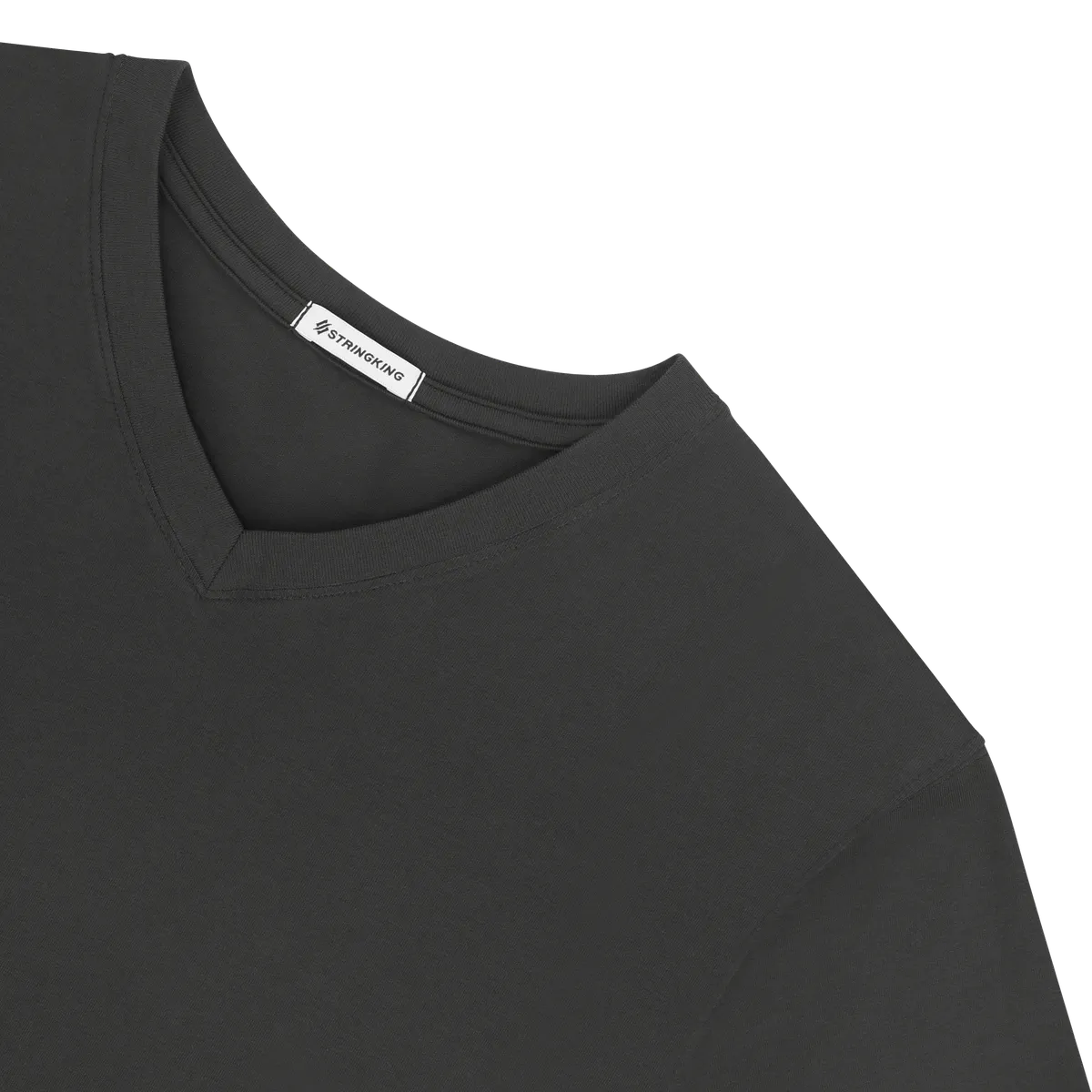 StringKing Women's Pima Jersey V-Neck Tee - Relaxed Fit, Black, Detail