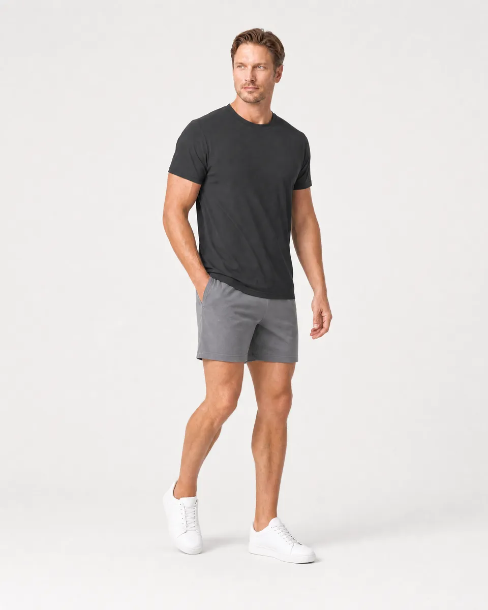 StringKing Men's StayCool Tee - Relaxed Fit, Black, Full Front Angle - Human Model