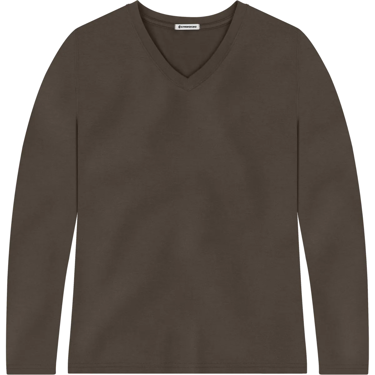 StringKing Women's Pima Jersey Long Sleeve V-Neck Tee - Relaxed Fit, Wren, Front