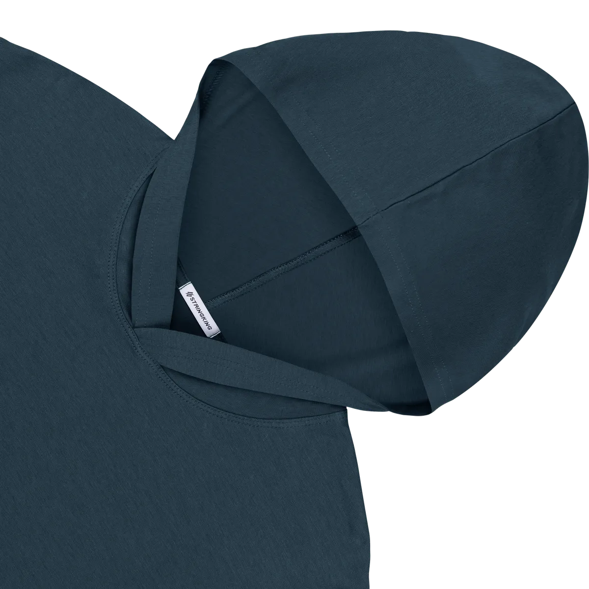 StringKing Men's Pima Cotton Lightweight Hoodie - Relaxed Fit, Navy, Detail