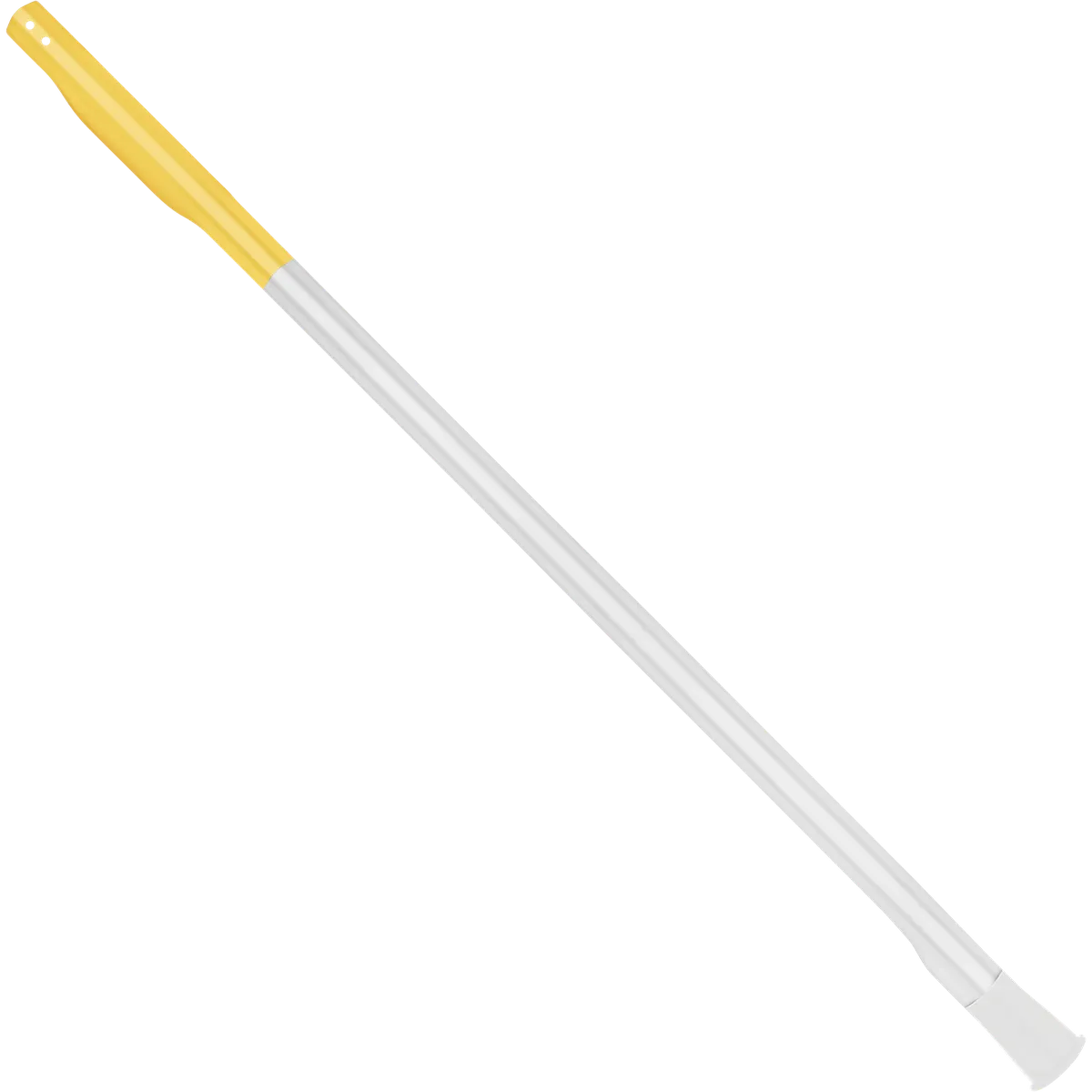 StringKing Composite 2 Pro Faceoff Double Lever - 155 Grams, White / Yellow, Full Length, Angled, Left Side, With Butt End