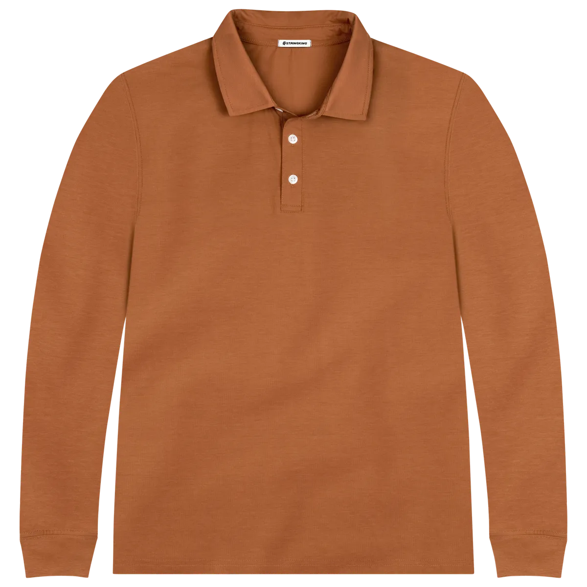 StringKing Men's FlexStyle Long Sleeve Polo - Sharp Fit, Bombay Brown, Front
