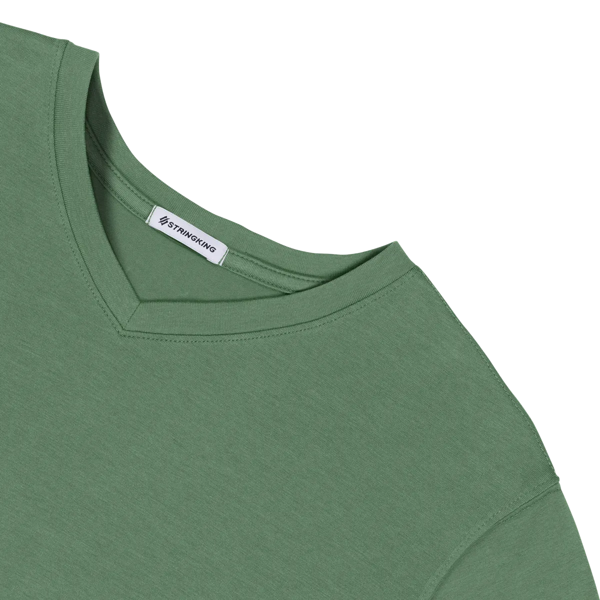 StringKing Men's Pima Cotton Short Sleeve V-Neck T-Shirt - Sharp Fit, Green, Detail