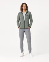 StringKing Women's Polartec Fleece Full Zip with Pockets - Sharp Fit, Avenue Green, Full Front - Human Model