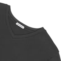 StringKing Men's Pima Cotton Short Sleeve V-Neck T-Shirt - Sharp Fit, Black, Detail