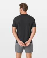 StringKing Men's StayCool Tee - Relaxed Fit, Black, Full Back - Human Model - Top of head to Mid-thigh