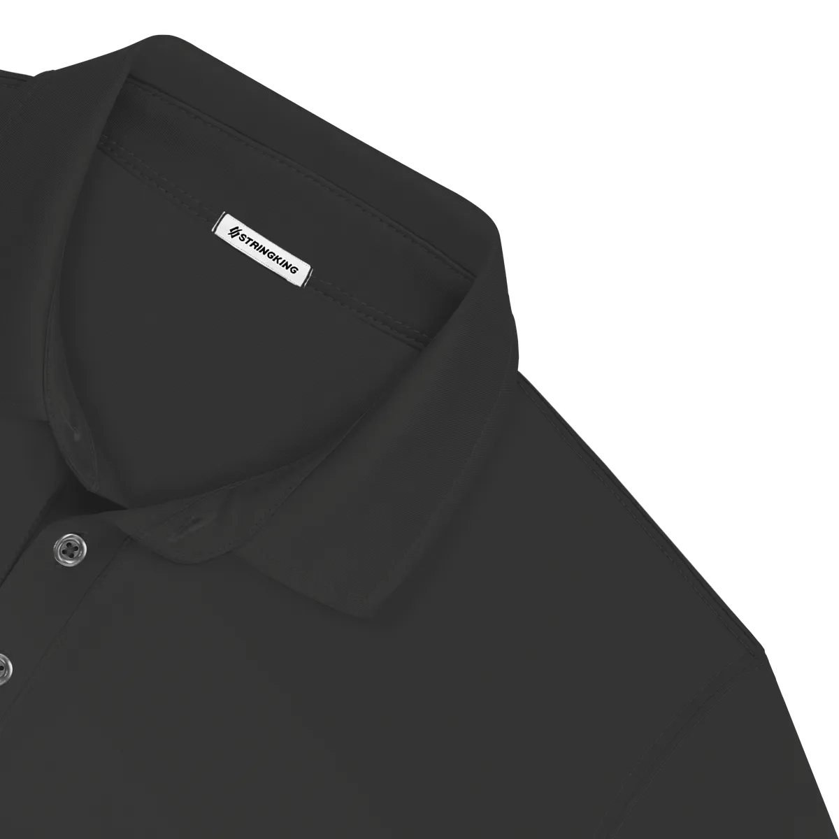 StringKing Men's StayCool Long Sleeve Polo - Relaxed Fit, Black, Detail