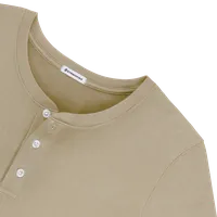 StringKing Men's Pima Cotton Henley Sweatshirt - Sharp Fit, Warm Khaki, Detail