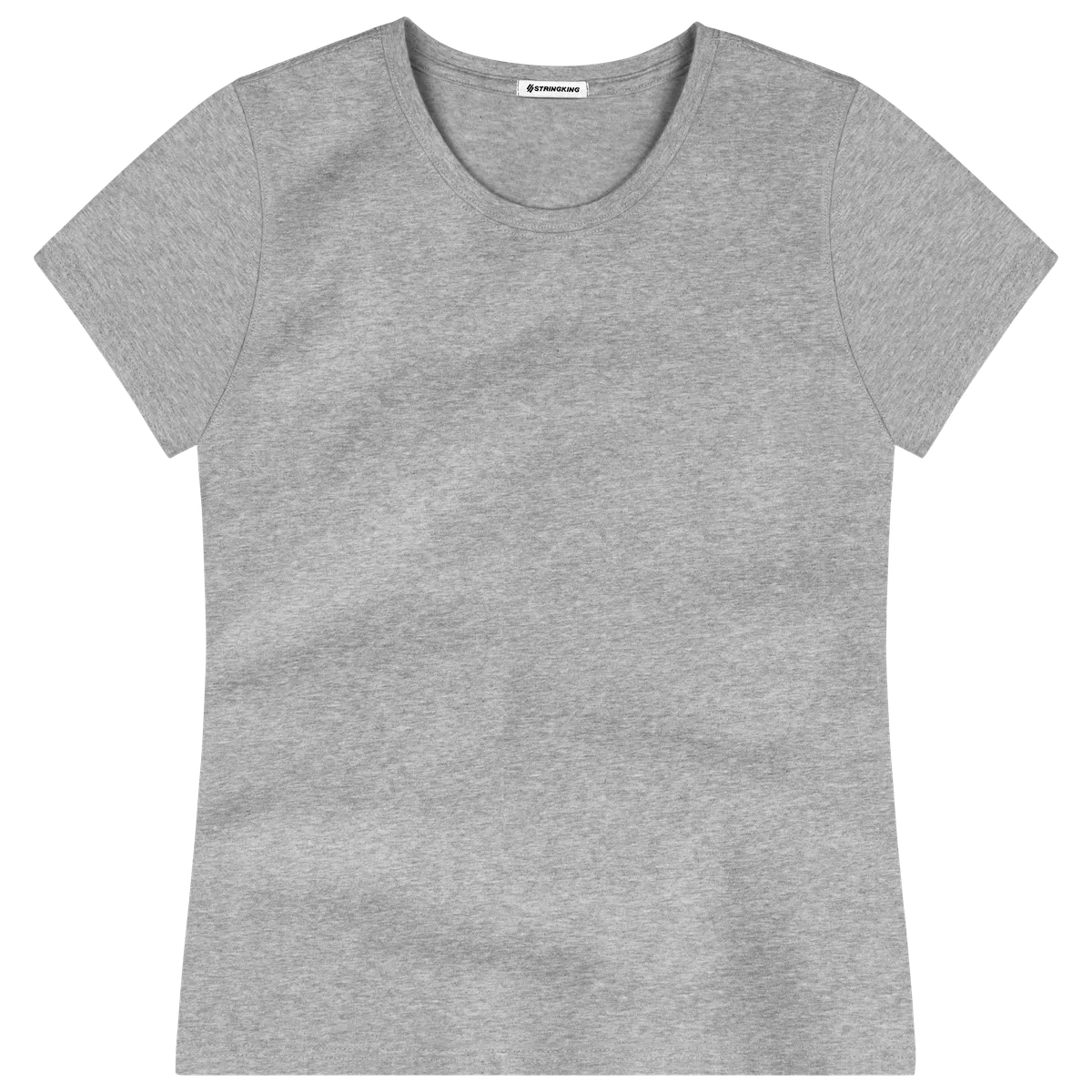 StringKing Women's Pima Cotton Short Sleeve Crewneck T-Shirt - Relaxed Fit, Heather Gray, Front