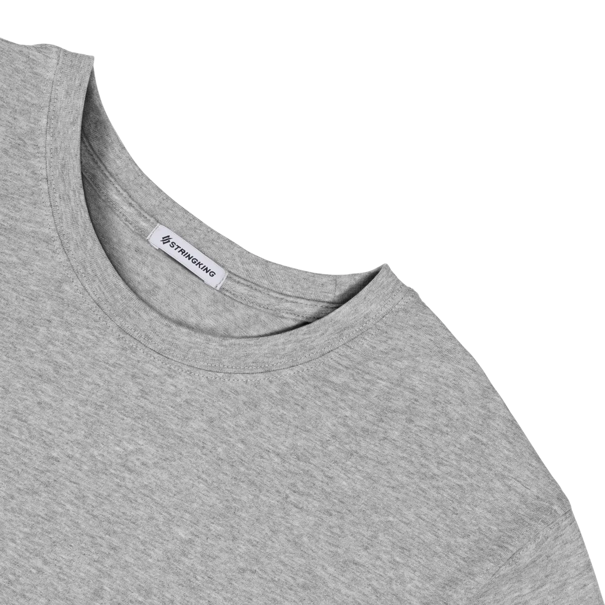 StringKing Men's Pima Cotton Short Sleeve Crewneck T-Shirt - Sharp Fit, Heather Gray, Detail