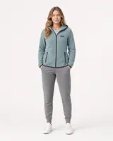 StringKing Women's Polartec Fleece Full Zip Hoodie with Pockets - Relaxed Fit, Slate, Full Front - Human Model - Top of head to Knees