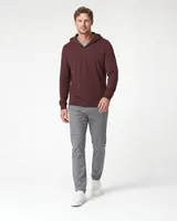 StringKing Men's Pima Jersey Hoodie - Sharp Fit, New Maroon, Full Front Angle - Human Model