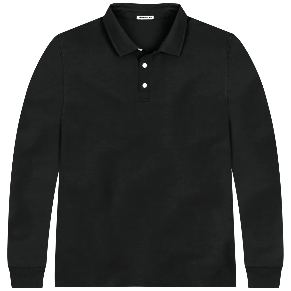 StringKing Men's FlexStyle Long Sleeve Polo - Relaxed Fit, Moonless Night, Front