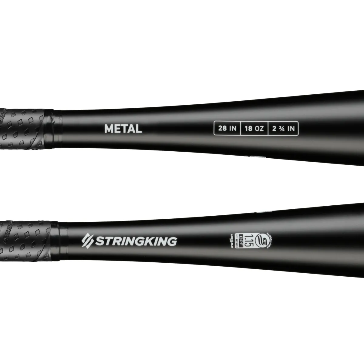 StringKing Metal USSSA - Drop 10, 28" / 18 oz, Black, Bat Details, Horizontal