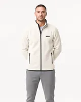 StringKing Men's Polartec Fleece Full Zip with Pockets - Sharp Fit, Jet Stream, Full Front - Human Model - Top of head to Knees