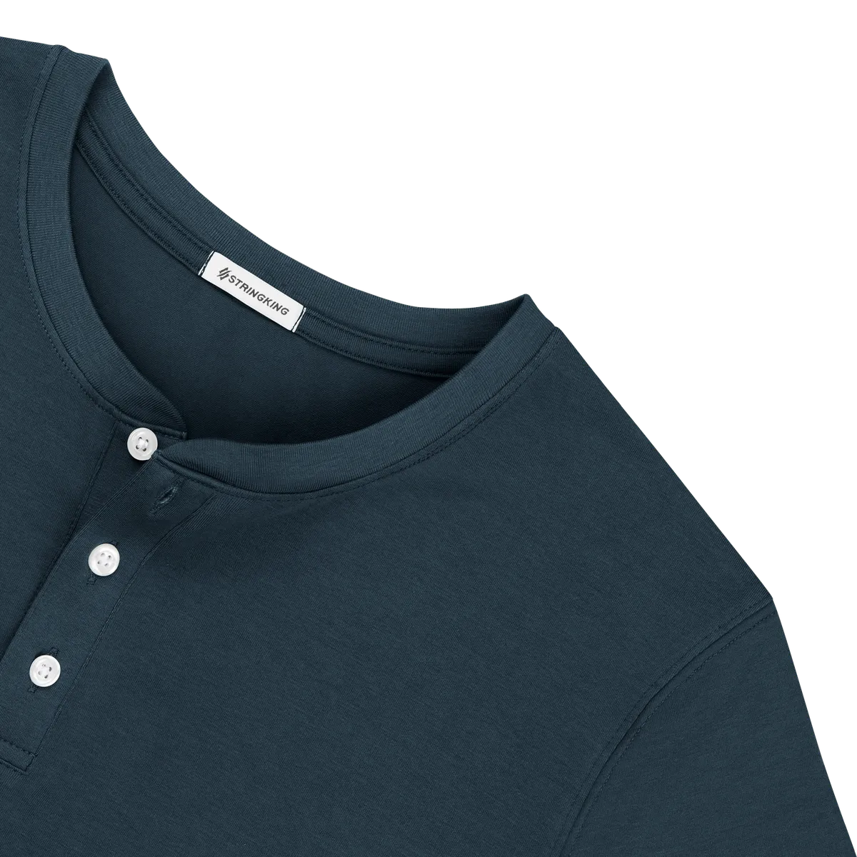 StringKing Men's Pima Cotton Long Sleeve Henley - Relaxed Fit, Navy, Detail
