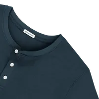 StringKing Men's Pima Cotton Long Sleeve Henley - Relaxed Fit, Navy, Detail