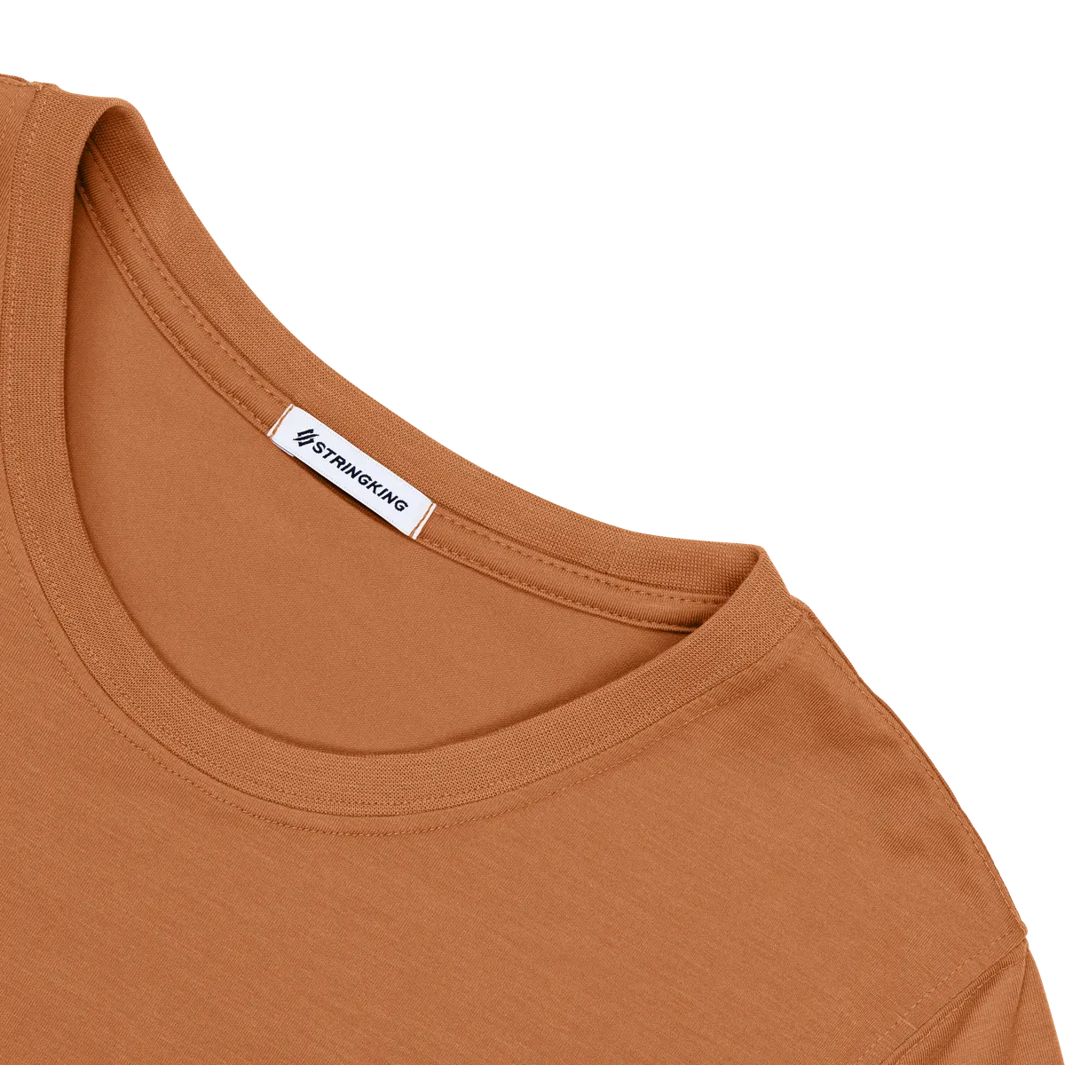 StringKing Women's FlexStyle Long Sleeve Crewneck T-Shirt - Relaxed Fit, Bombay Brown, Detail