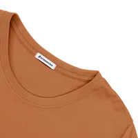 StringKing Women's FlexStyle Long Sleeve Crewneck T-Shirt - Relaxed Fit, Bombay Brown, Detail