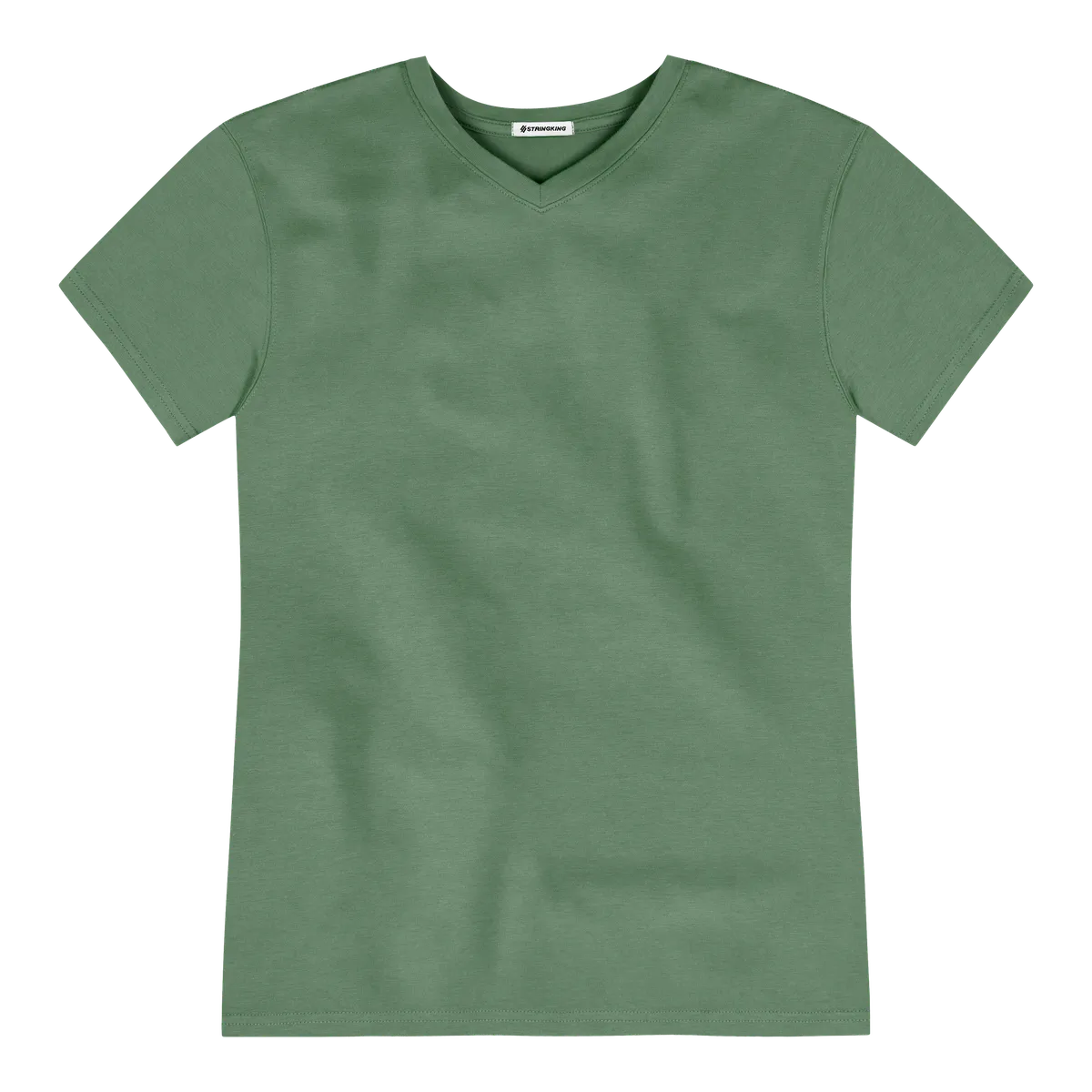 StringKing Men's Pima Cotton Short Sleeve V-Neck T-Shirt - Sharp Fit, Green, Front