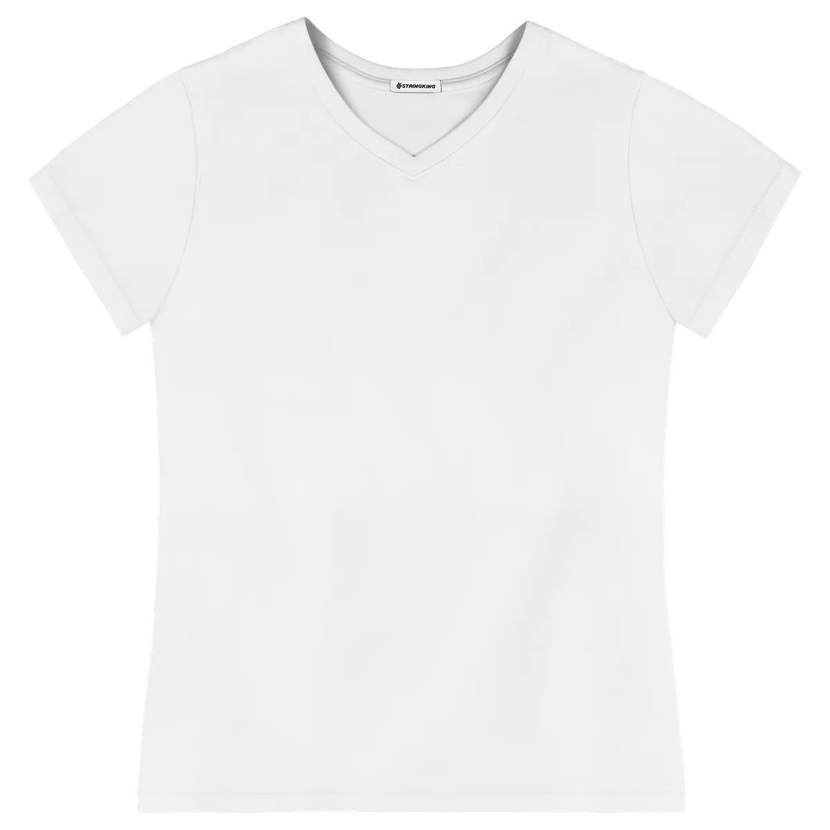 StringKing Women's Pima Cotton Short Sleeve V-Neck T-Shirt - Relaxed Fit, White, Front