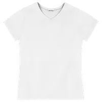 StringKing Women's Pima Cotton Short Sleeve V-Neck T-Shirt - Relaxed Fit, White, Front