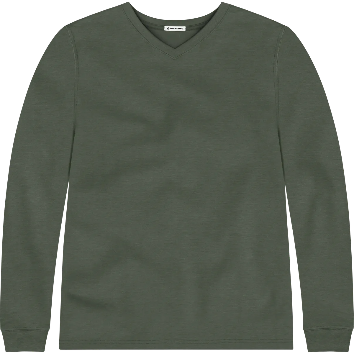 StringKing Men's FlexStyle Long Sleeve V-Neck T-Shirt - Sharp Fit, Thyme, Front