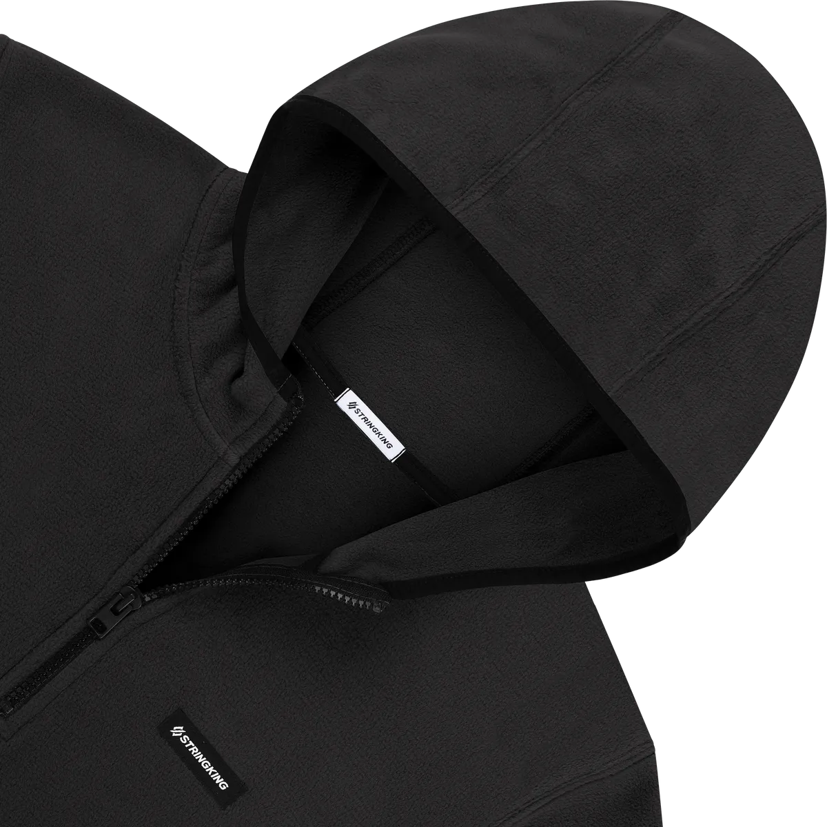 StringKing Men's Polartec Fleece Quarter Hood Pro - Relaxed Fit, Meteorite, Detail