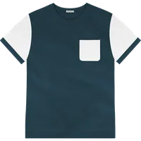 StringKing Men's Pima Jersey Pocket Tee Multi - Relaxed Fit, Navy Main, White Sleeves, Navy Cuffs, Front