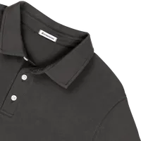 StringKing Men's Pima Cotton Short Sleeve Polo - Relaxed Fit, Charcoal, Detail