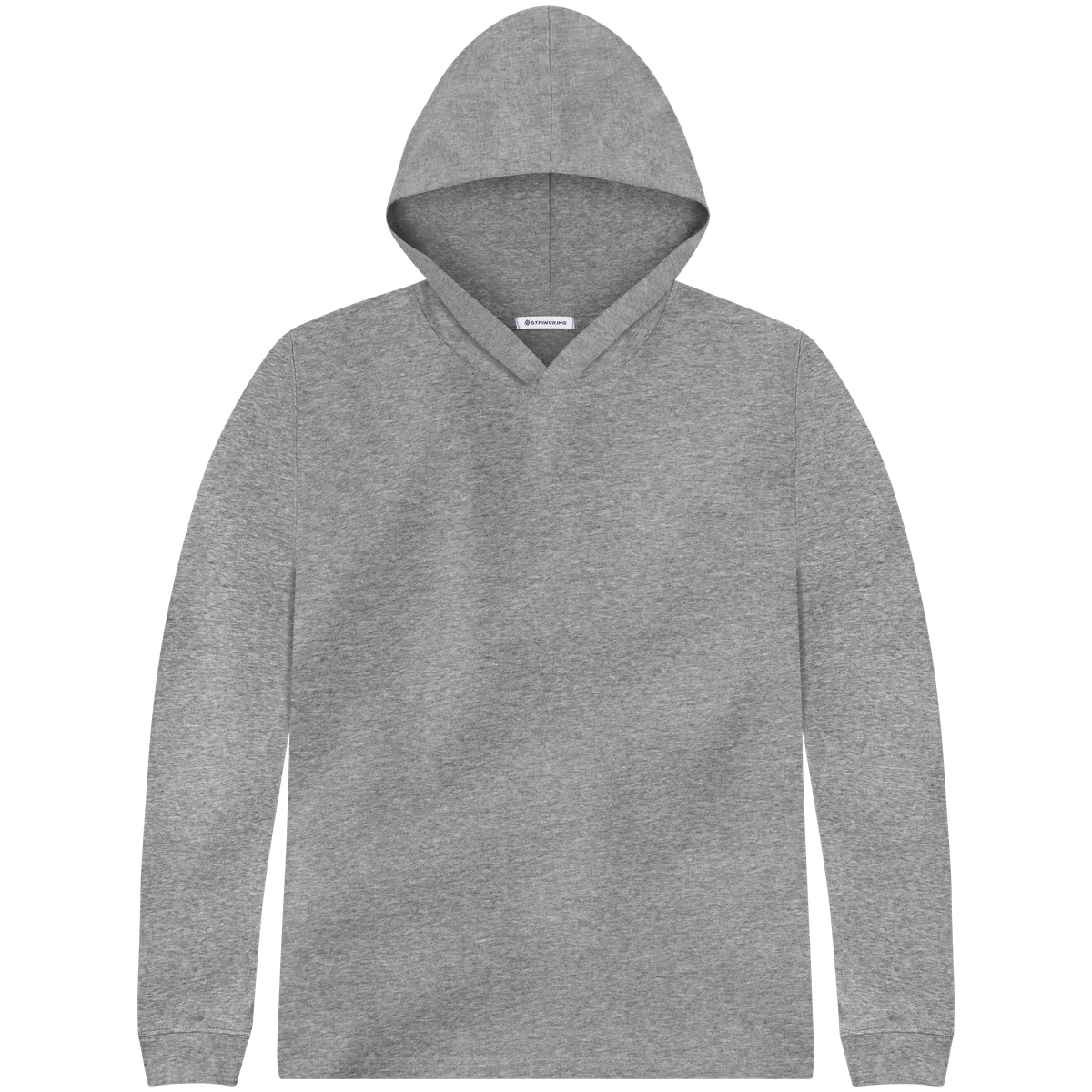 StringKing Men's Pima Cotton Lightweight Hoodie - Relaxed Fit, Heather Gray, Front